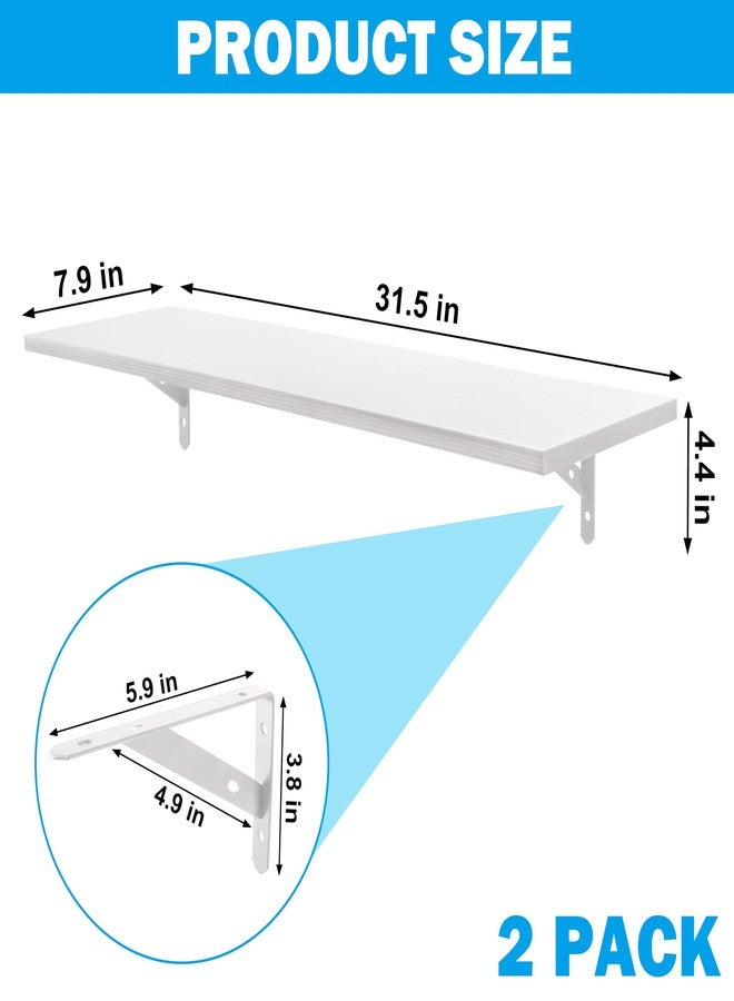 RedCall Floating Shelves for Wall,31.5 Inch Wall Mounted Shelves Set of 2,Long Board Shelves for Bedroom,Living Room, Bathroom & Kitchen Storage with Metal Brackets (White) - Image 5